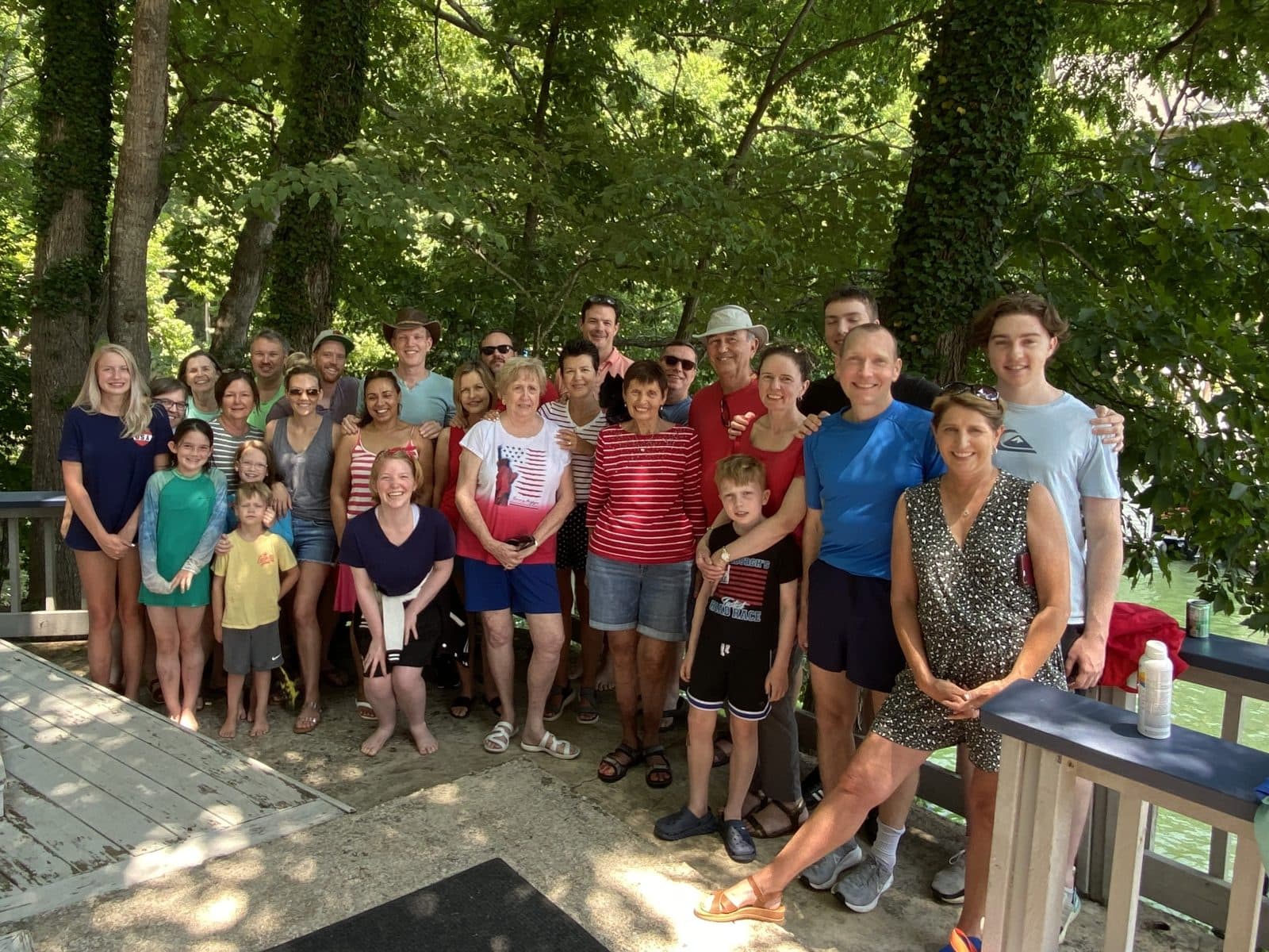 The Miller family gathered on the dock at Lake Lure